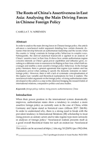 The Roots of China’s Assertiveness in East Asia: Analysing the Main Driving Forces in Chinese Foreign Policy
